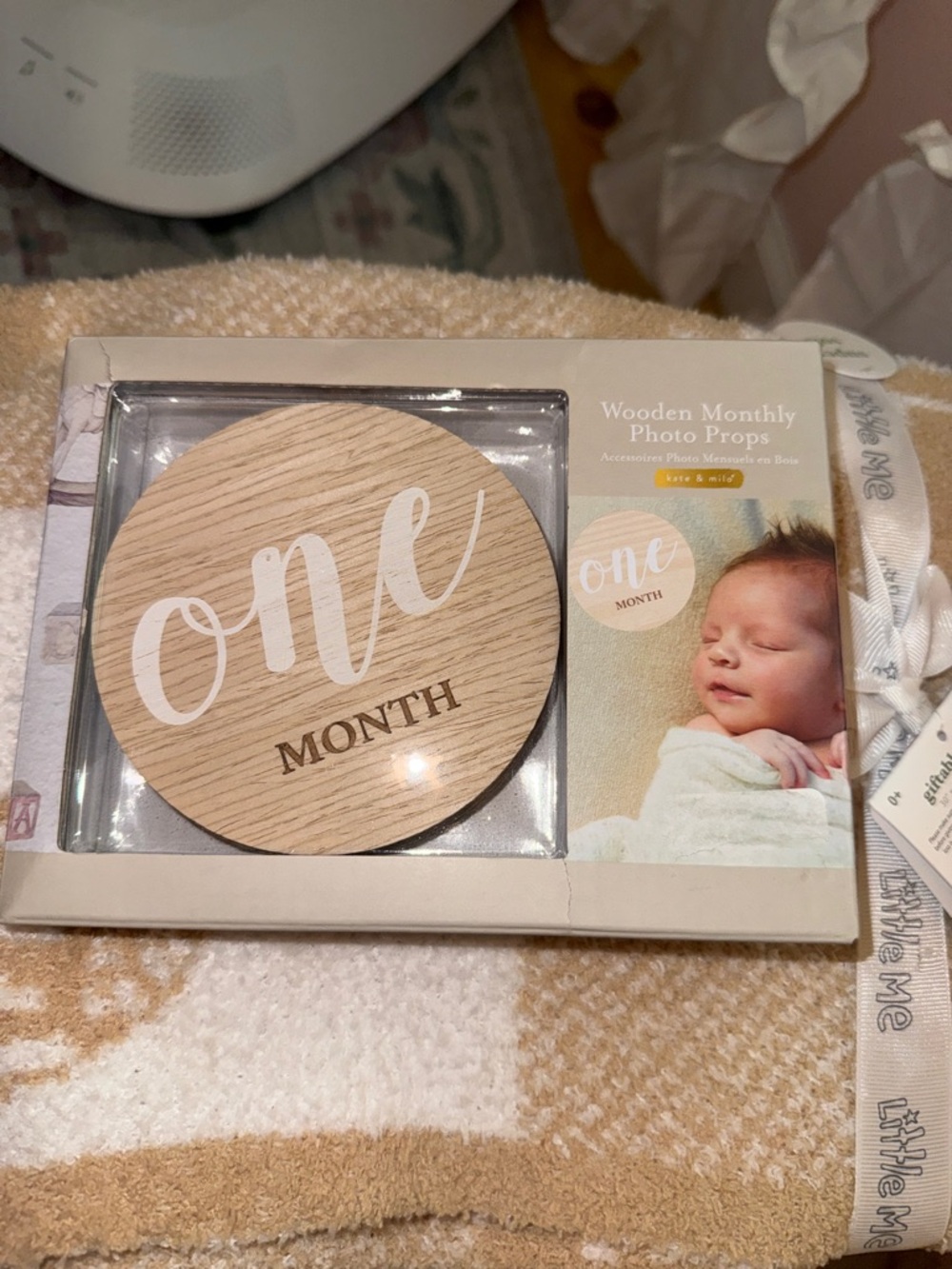 Wooden "One Month" Baby Photo Prop Disc